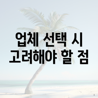 업체 선택 시 고려해야 할 점