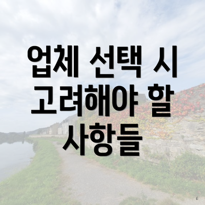 업체 선택 시 고려해야 할 사항들