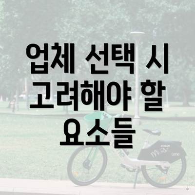 업체 선택 시 고려해야 할 요소들