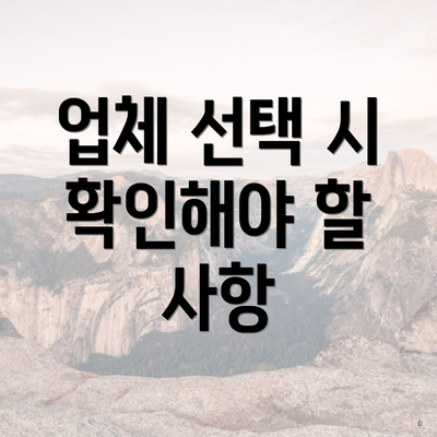 업체 선택 시 확인해야 할 사항