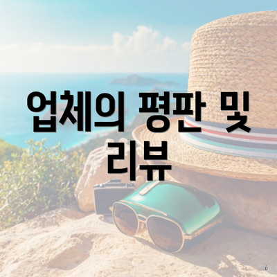 업체의 평판 및 리뷰