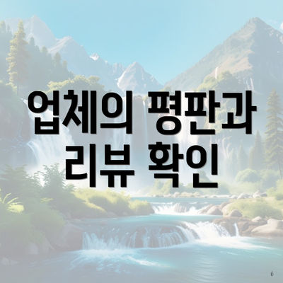 업체의 평판과 리뷰 확인