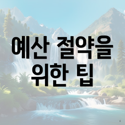 예산 절약을 위한 팁