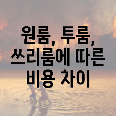 원룸, 투룸, 쓰리룸에 따른 비용 차이