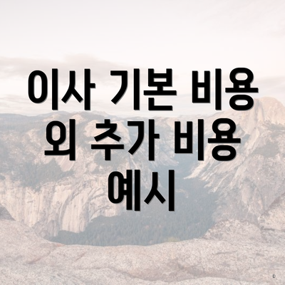 이사 기본 비용 외 추가 비용 예시