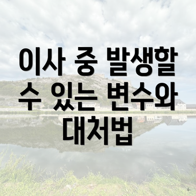 이사 중 발생할 수 있는 변수와 대처법