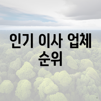 인기 이사 업체 순위