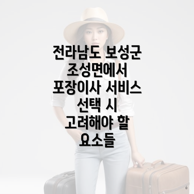 전라남도 보성군 조성면에서 포장이사 서비스 선택 시 고려해야 할 요소들