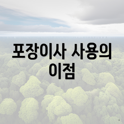 포장이사 사용의 이점