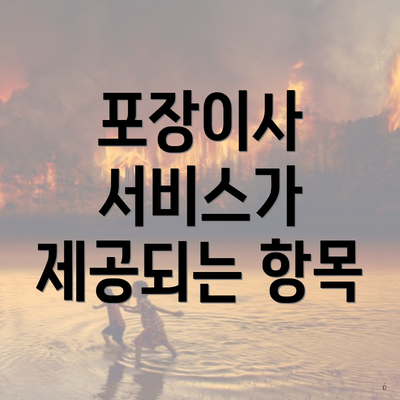 포장이사 서비스가 제공되는 항목