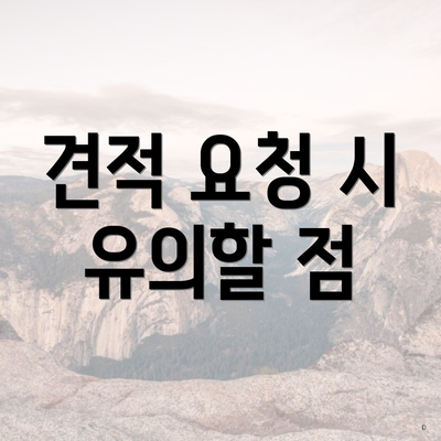 견적 요청 시 유의할 점