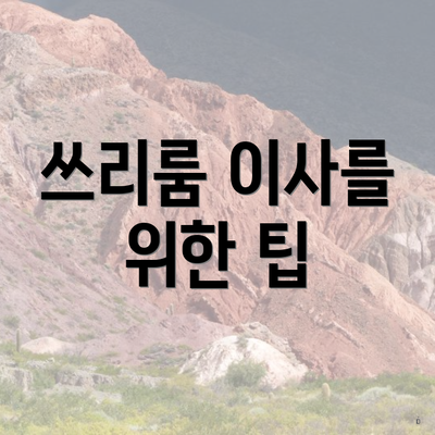 쓰리룸 이사를 위한 팁